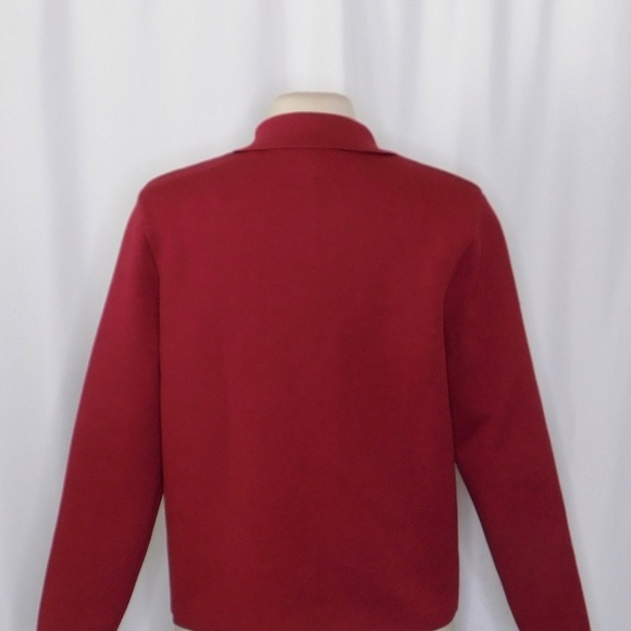 ZARA Floral Button Knit Jacket Blazer Solid Red Knitwear Pockets Knitwear Large - Picture 11 of 16
